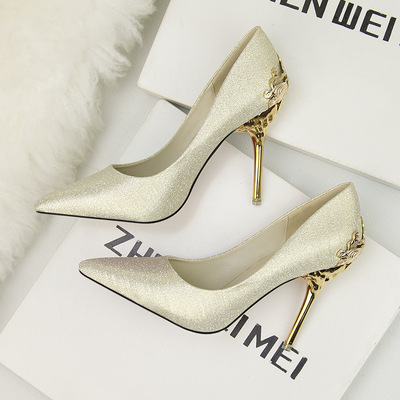 Pointed Red Bridal Shoes Metal Hollow Suede Stiletto Heels