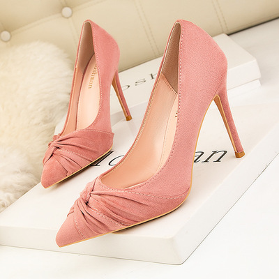 Sexy Slim Stiletto High-heeled Shoes Shallow Mouth Pointed Bow