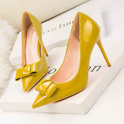 Fashion Bow Stiletto High Heel Women's Shoes Shallow Mouth Pointy Sexy Look Thin