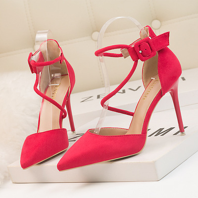 Sexy Banquet Summer Women's Shoes Stiletto Super High Heel Suede Pointed Toe Sandals