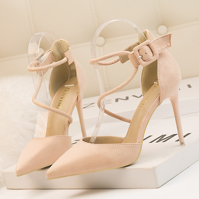Sexy Banquet Summer Women's Shoes Stiletto Super High Heel Suede Pointed Toe Sandals