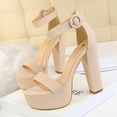 Thick Heel Super Thin High Heels Sexy Open Toe Belt Buckle Sandals