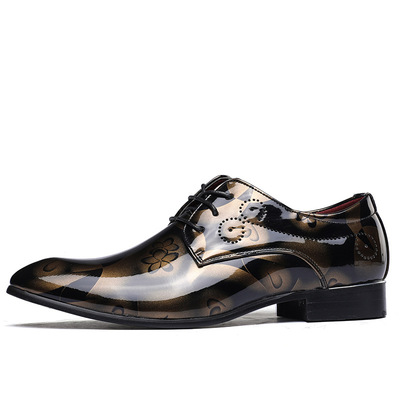 Fashion British Plus Size Men's Shoes 2021 New Shiny Casual Leather Shoes With Laces