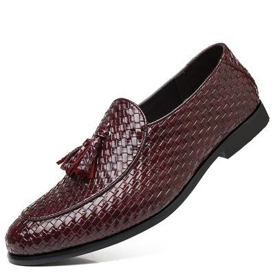 Trendy Men's Large Size Casual Shoes British Wild Tassel Round Toe Small Leather Shoes