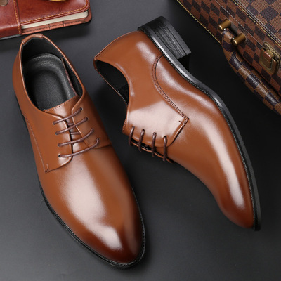 Men's Breathable Leather Shoes Formal Wear Business Shoes Pointed Toe Strap Wedding Shoes Men's Large Size