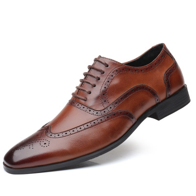 New Large Size Men's Retro Business Dress Fashion Leather Shoes British Bullock Trendy Shoes