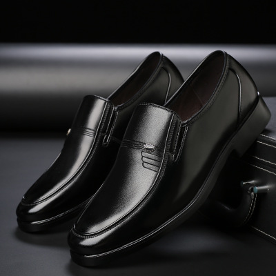 Men's Leather Shoes Business Black Round Toe Dress Plus Size Men's Shoes