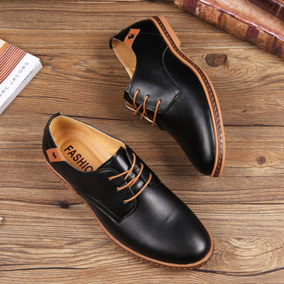 Large Size Sneakers Lace Up Casual Leather Shoes Korean Trend