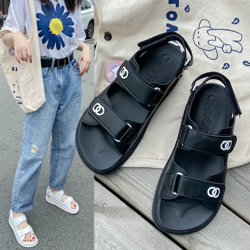 Velcro Simple Candy Color Platform Fairy Style Flat Sandals