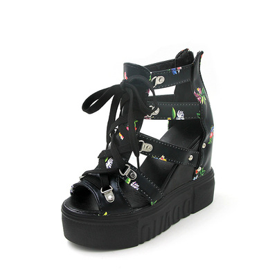 All-match Thick-soled Muffin Wedge-heel Student Hollowed Out Fish Mouth Sandals