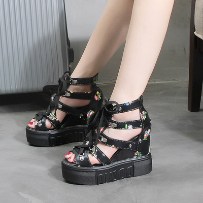 All-match Thick-soled Muffin Wedge-heel Student Hollowed Out Fish Mouth Sandals