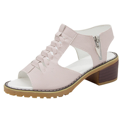 Fashion Fish Mouth All-match Thick Heel Roman Sandals