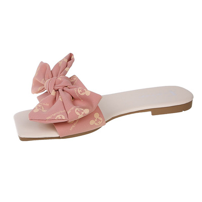 New Bow Open-toe One-word Women's Drag