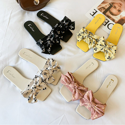 New Bow Open-toe One-word Women's Drag