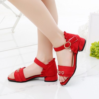 High-heeled Princess Shoes In Big Kids Non-slip Roman Shoes