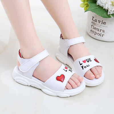 Fashion Flat-bottomed Little Girl's Beach Shoes, Big Children's Bear Princess Shoes