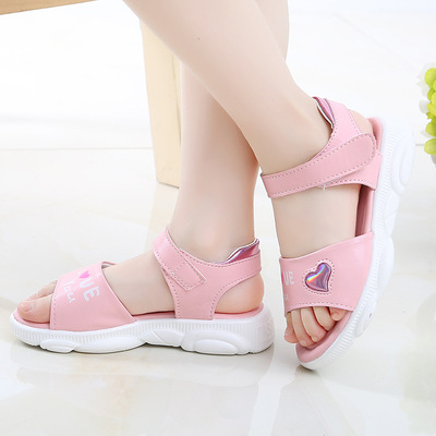 Fashion Flat-bottomed Little Girl's Beach Shoes, Big Children's Bear Princess Shoes