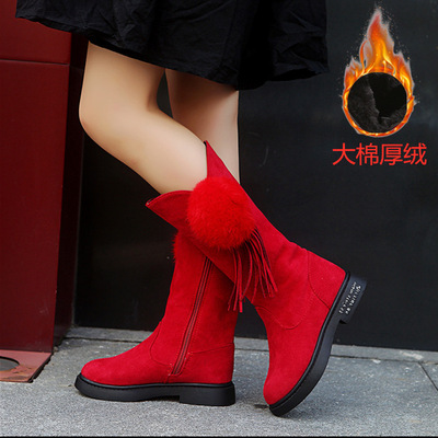 Children's High Boots, Big Kids Plus Fleece Little Girl Princess Boots