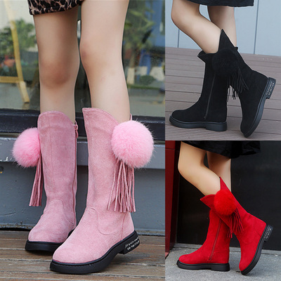 Children's High Boots, Big Kids Plus Fleece Little Girl Princess Boots