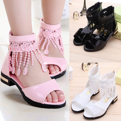 Fashionable Korean Style Princess Shoes In Big Kids Soft-soled Student Roman Shoes