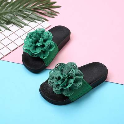 Cute Little Princess Korean Style Flowers Girls Middle-aged Children's Soft-soled Slippers