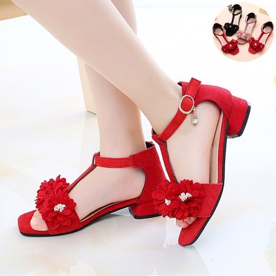 Fashion High-heeled Soft-soled Princess Shoes, Big Kids And Little Girls Roman Shoes