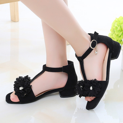 Fashion High-heeled Soft-soled Princess Shoes, Big Kids And Little Girls Roman Shoes