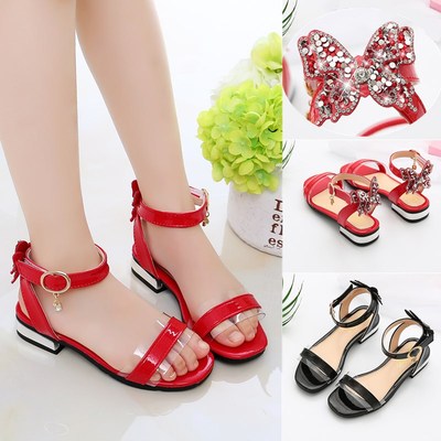 New Fashion Korean Style Princess Shoes With Soft Sole Open Toe For Big Kids And Little Girls