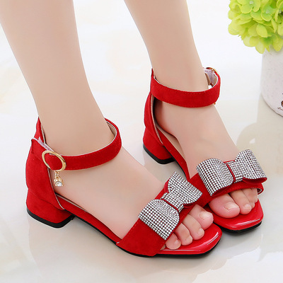 Summer New Style Korean Soft-soled High-heeled Princess Shoes Open-toed Little Girl Roman Shoes