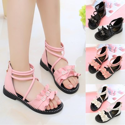 New Style Princess Shoes In Big Kids Soft Bottom Little Girl Baby Roman Shoes