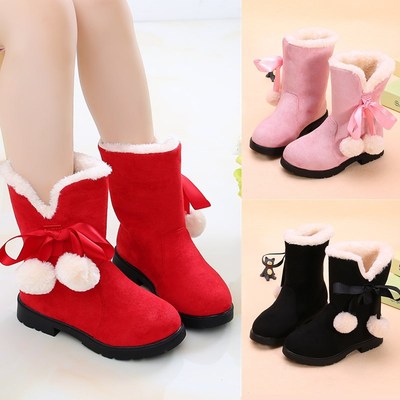 New Winter Boots, Big Kids Plus Velvet Baby Princess Little Girl Cotton Shoes