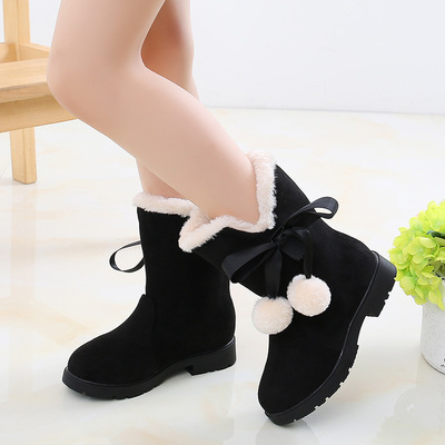 New Winter Boots, Big Kids Plus Velvet Baby Princess Little Girl Cotton Shoes
