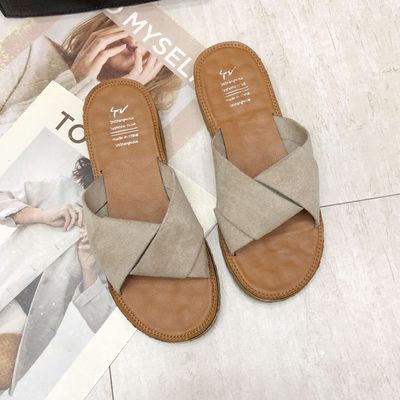 New Fashion Outer Wear Beach Slippers Flat Cross Sandals And Slippers