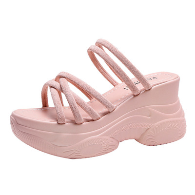Fashion Summer Net Celebrity Lazy Sponge Cake Thick Bottom Increase Sandals