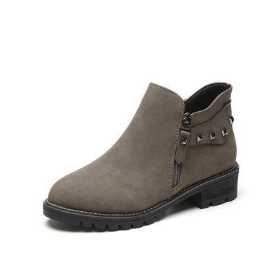 British Style All-match Short Boots Autumn New Plus Velvet Martin Boots Thick Heel