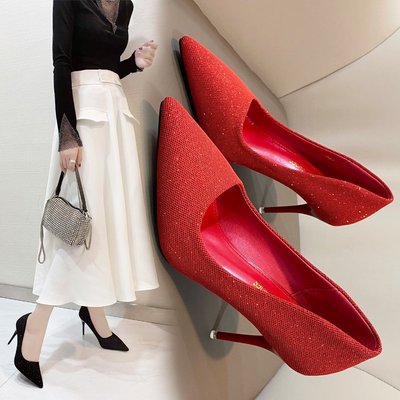Sexy Simple Western Style Stiletto Single Shoes 7-9cm Shallow Temperament Pointed High Heels