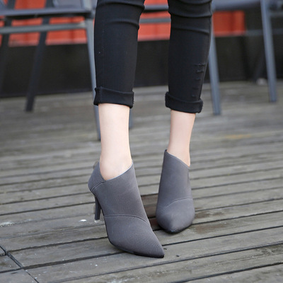 Pointed Toe Caps Martin Boots Women's Stiletto High Heel Short Tube