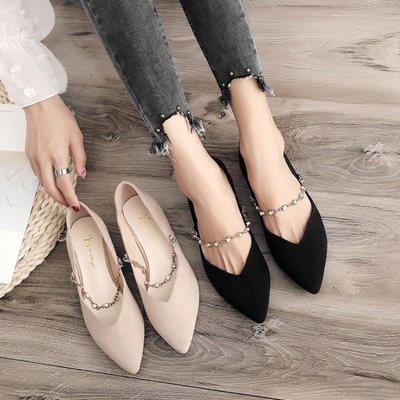 Autumn Korean Style Pointed-toe Pumps Women's Flat Mary Jane Shoes