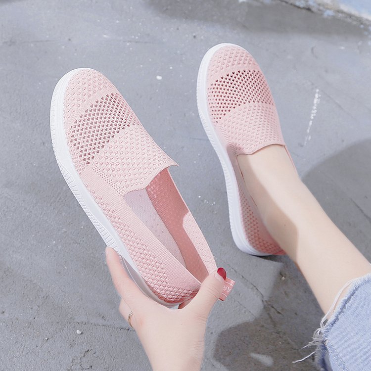 Flying Woven Hollow Shallow Mouth Flat Shoes Women's Wear-resistant Casual Net Shoes