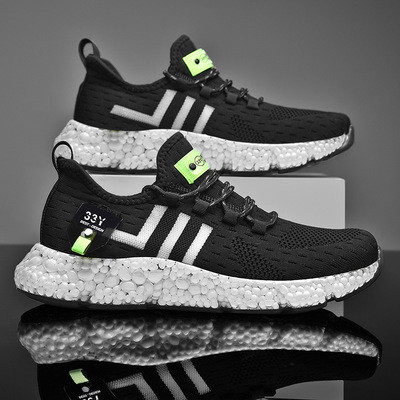 Breathable Trendy Shoes Men's Black Technology Live Grain Lightweight Men's Sports Shoes