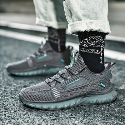 Breathable Popcorn Trendy Shoes Men's Korean Fashion Black Men's Sports Shoes