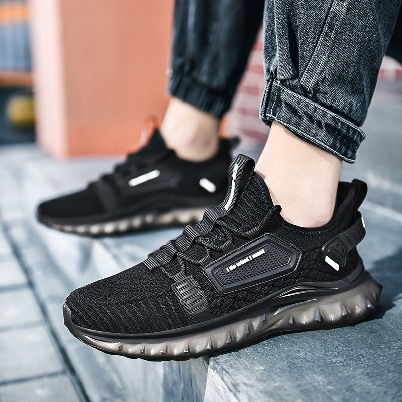 Breathable Popcorn Trendy Shoes Men's Korean Fashion Black Men's Sports Shoes