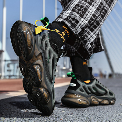 Fluorescent Popcorn Trendy Shoes Korean Fashion Flying Woven Breathable Men's Sports Shoes
