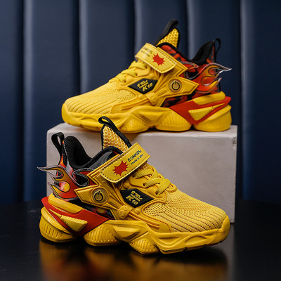 New Flying Woven Breathable Beacon Boots Yellow Korean Style Student Shoes