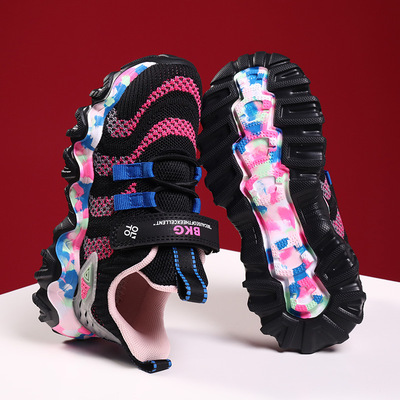 New Style Flying Woven Breathable Camouflage Personality Middle And Big Kids Sneakers