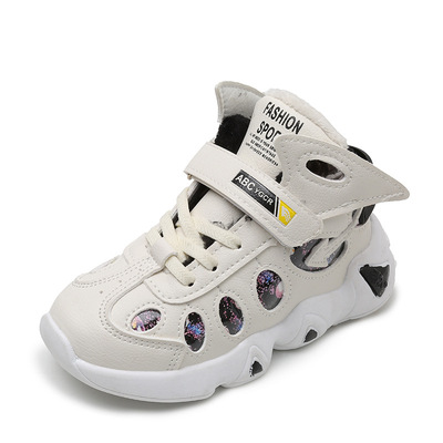 New Children's Sports Shoes, Basketball Shoes, Leather Warm Children's Cotton Shoes