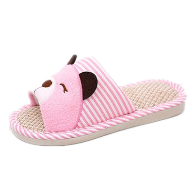 Fashionable Korean Cartoon Bear Cotton Slippers Home Knitted Bag Heel