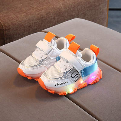 Boys Luminous Breathable Net Shoes Student Running Shoes
