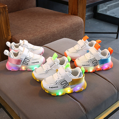 Boys Luminous Breathable Net Shoes Student Running Shoes