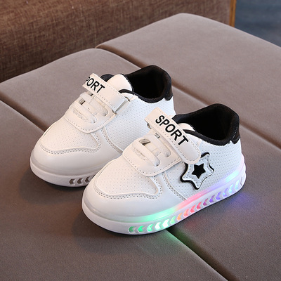 Luminous White Shoes, Led All-match Flashing Light For All Seasons, Korean Children's Shoes